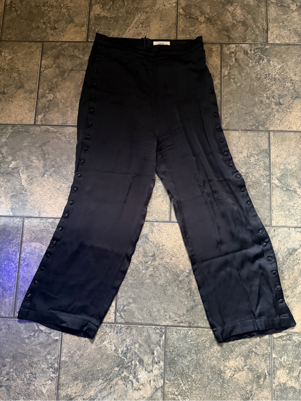 Capulet Black Wide-Leg Pants with Side Button Trim 0096